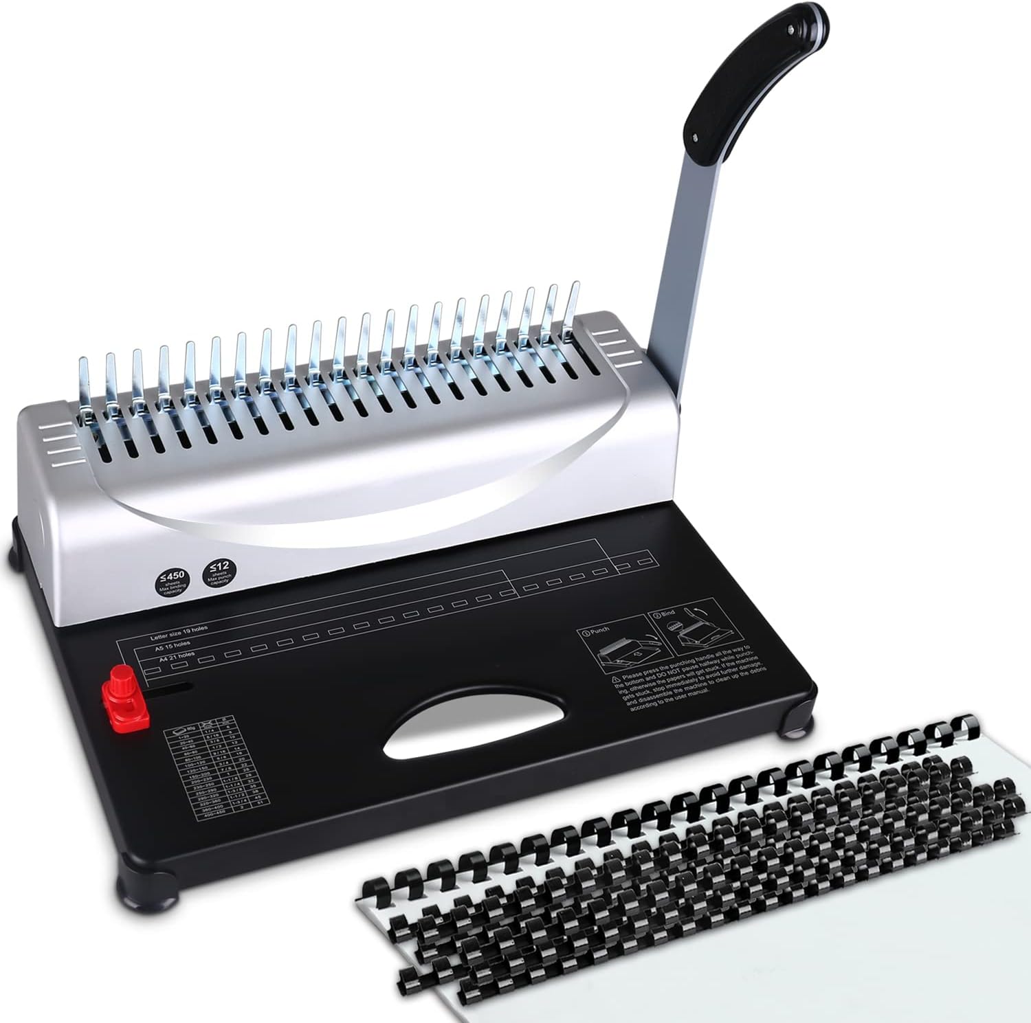 230527222547651_1 MAKEASY Binding Machine for LTR / A4, 21-Hole, Manual Paper Punch Binder, Book Binding Materials Kit with 100PCS 3/8'' PVC Comb Bindings Spines - Image 1